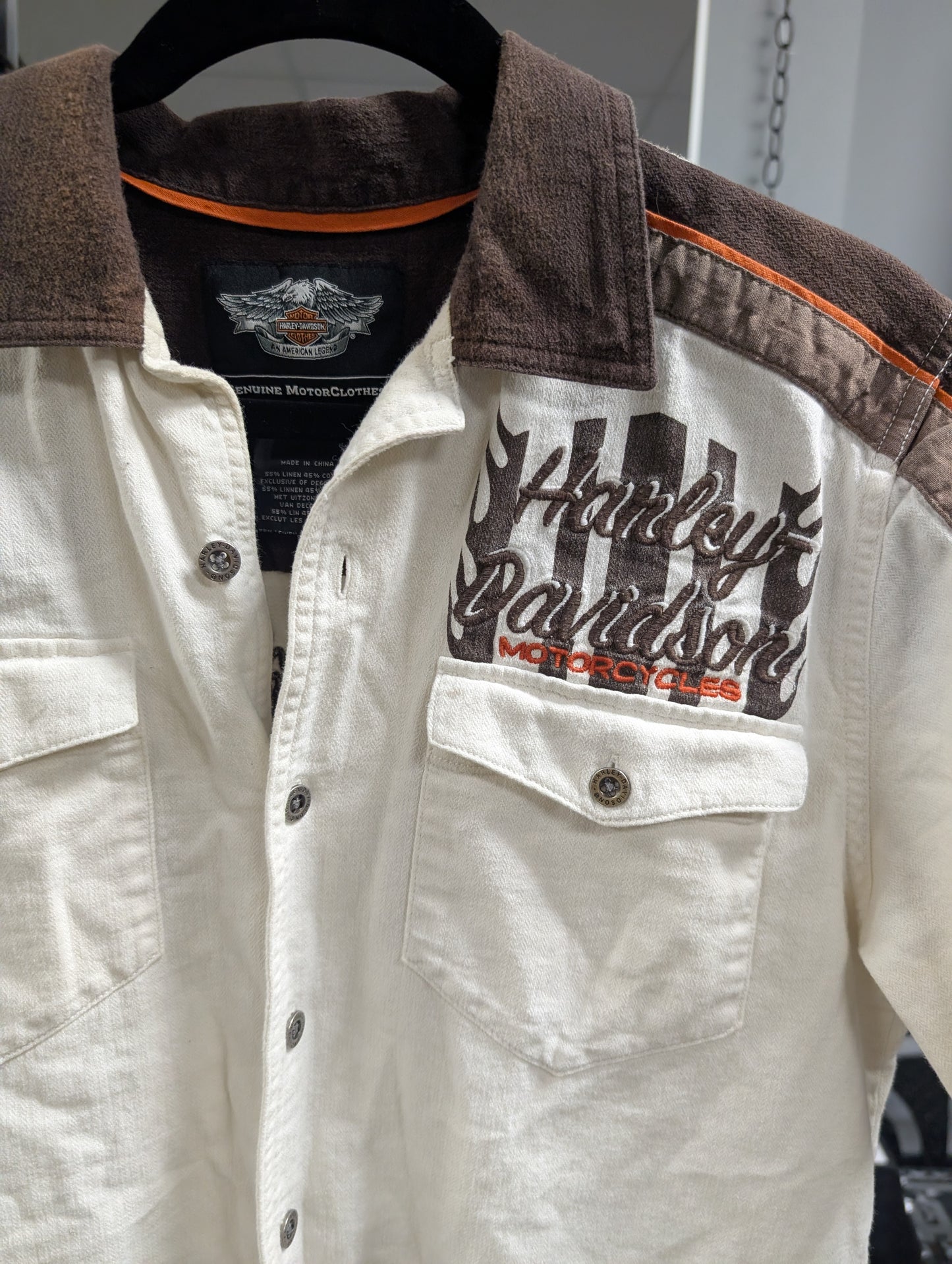 Harley Davidson Mens medium short sleeve Woven logo shirt 96440-12VM
